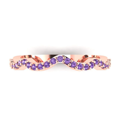 0.23 cttw Simulated Alexandrite Round Cut Rose Gold Eternity Wedding Band