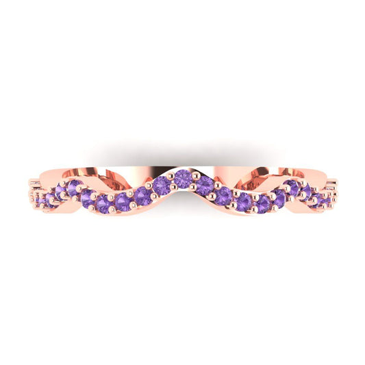 0.23 cttw Simulated Alexandrite Round Cut Rose Gold Eternity Wedding Band
