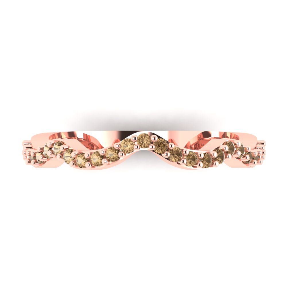 0.23 cttw Simulated Champagne Diamond Round Cut Rose Gold Eternity Wedding Band