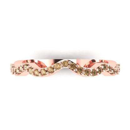 0.23 cttw Simulated Champagne Diamond Round Cut Rose Gold Eternity Wedding Band