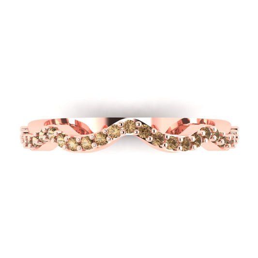 0.23 cttw Simulated Champagne Diamond Round Cut Rose Gold Eternity Wedding Band