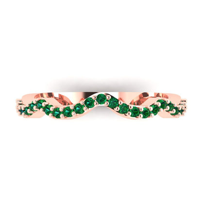 0.23 cttw Simulated Emerald Round Cut Rose Gold Eternity Wedding Band