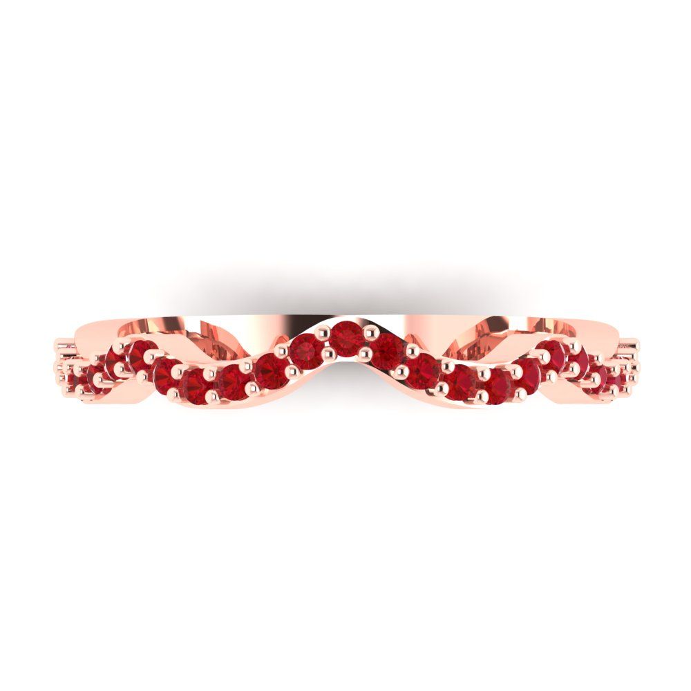0.23 cttw Simulated Pink Tourmaline Round Cut Rose Gold Eternity Wedding Band