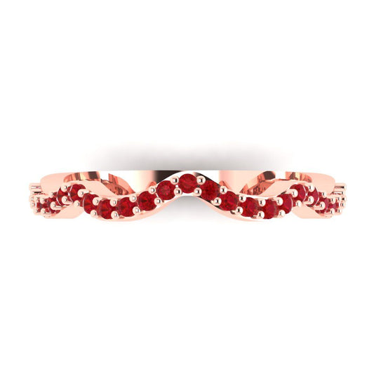 0.23 cttw Simulated Pink Tourmaline Round Cut Rose Gold Eternity Wedding Band