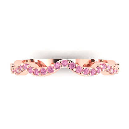 0.23 cttw Simulated Pink Diamond Round Cut Rose Gold Eternity Wedding Band