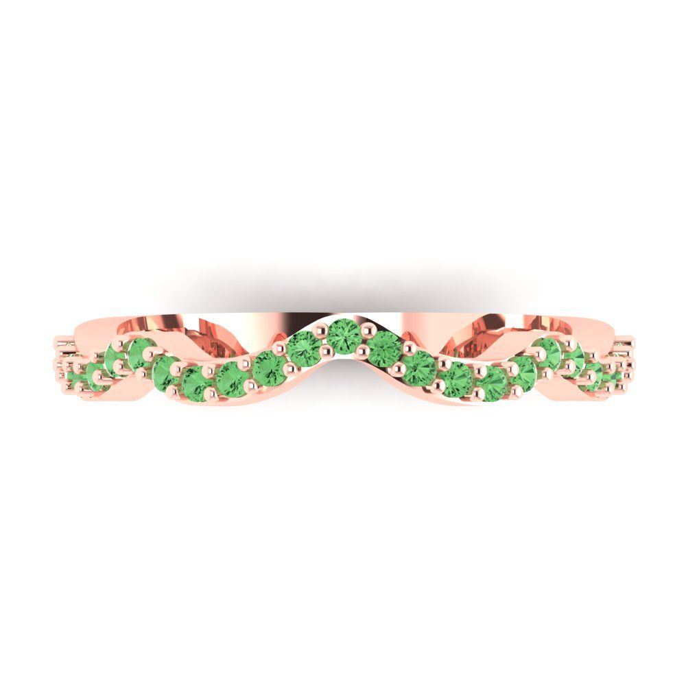 0.23 cttw Simulated Green Diamond Round Cut Rose Gold Eternity Wedding Band
