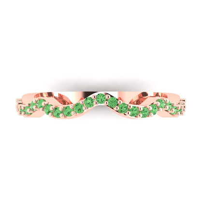 0.23 cttw Simulated Green Diamond Round Cut Rose Gold Eternity Wedding Band