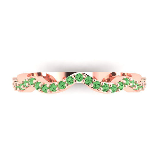 0.23 cttw Simulated Green Diamond Round Cut Rose Gold Eternity Wedding Band