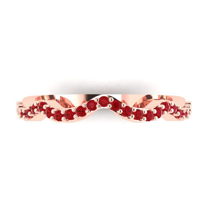 0.23 cttw Simulated Ruby Round Cut Rose Gold Eternity Wedding Band