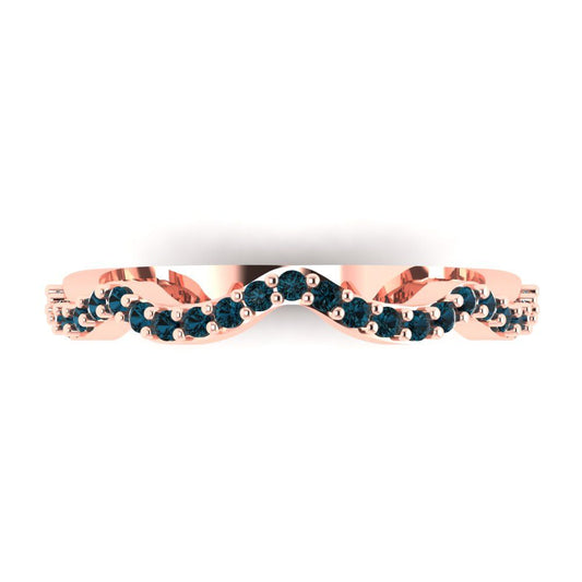 0.23 cttw Natural London Blue Topaz Round Cut Rose Gold Eternity Wedding Band