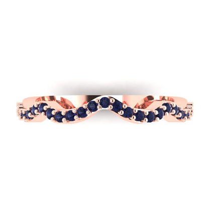 0.23 cttw Simulated Blue Sapphire Round Cut Rose Gold Eternity Wedding Band