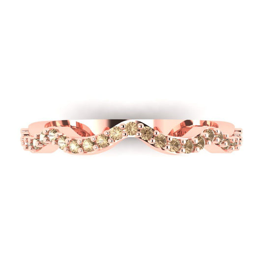 0.23 cttw Yellow Moissanite Round Cut Rose Gold Eternity Wedding Band