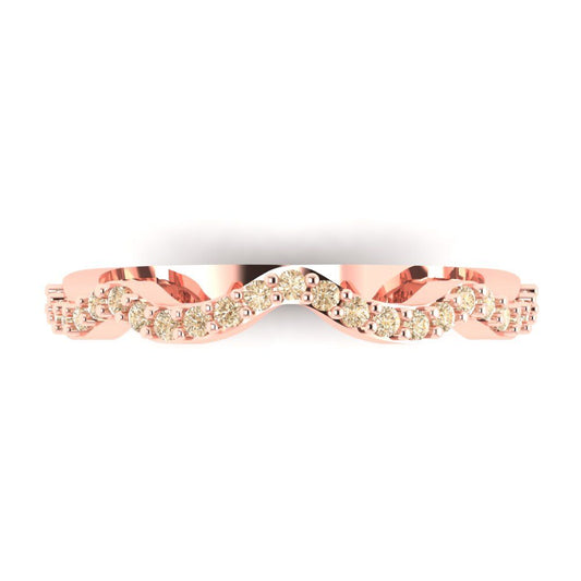0.23 cttw Natural Morganite Round Cut Rose Gold Eternity Wedding Band
