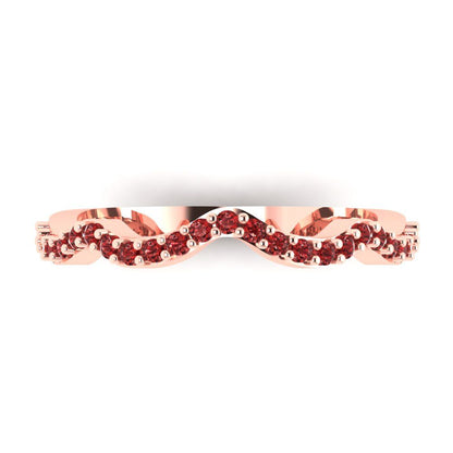 0.23 cttw Natural Garnet Round Cut Rose Gold Eternity Wedding Band