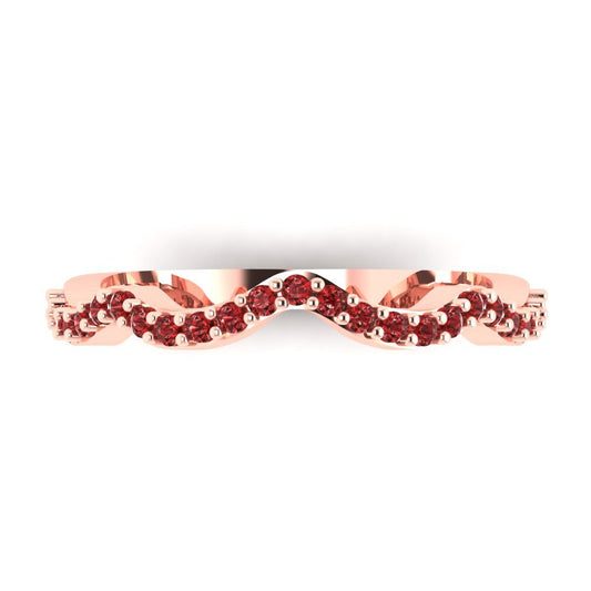 0.23 cttw Natural Garnet Round Cut Rose Gold Eternity Wedding Band