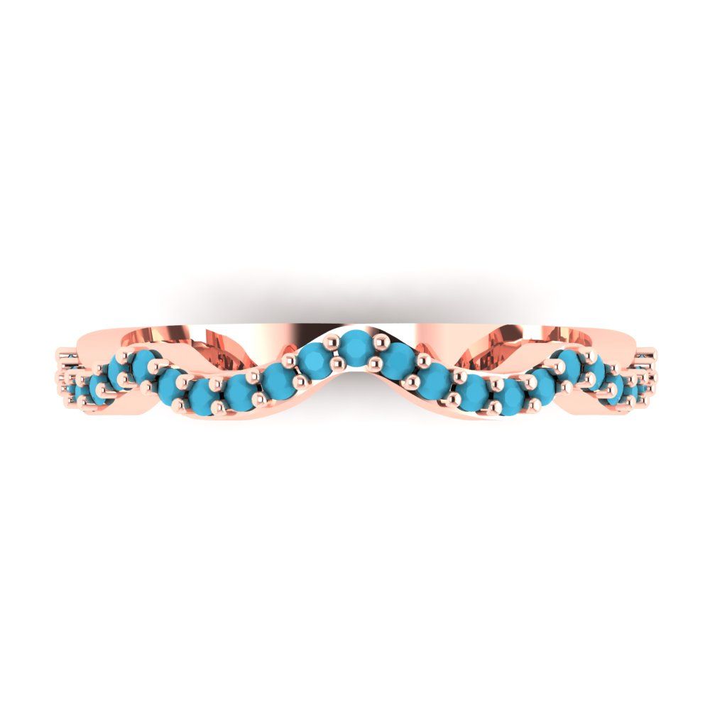0.23 cttw Simulated Turquoise Round Cut Rose Gold Eternity Wedding Band