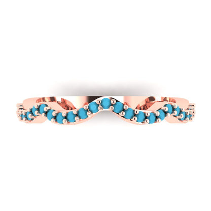 0.23 cttw Simulated Turquoise Round Cut Rose Gold Eternity Wedding Band