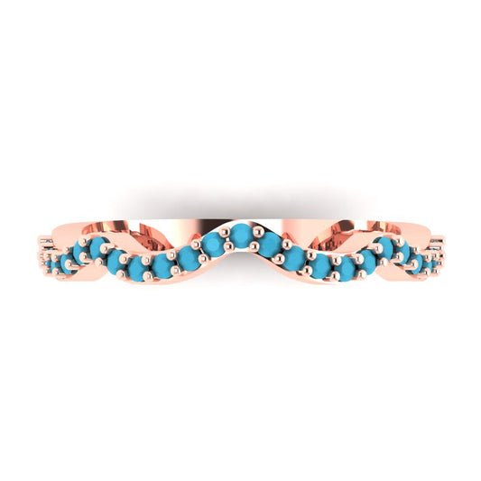 0.23 cttw Simulated Turquoise Round Cut Rose Gold Eternity Wedding Band