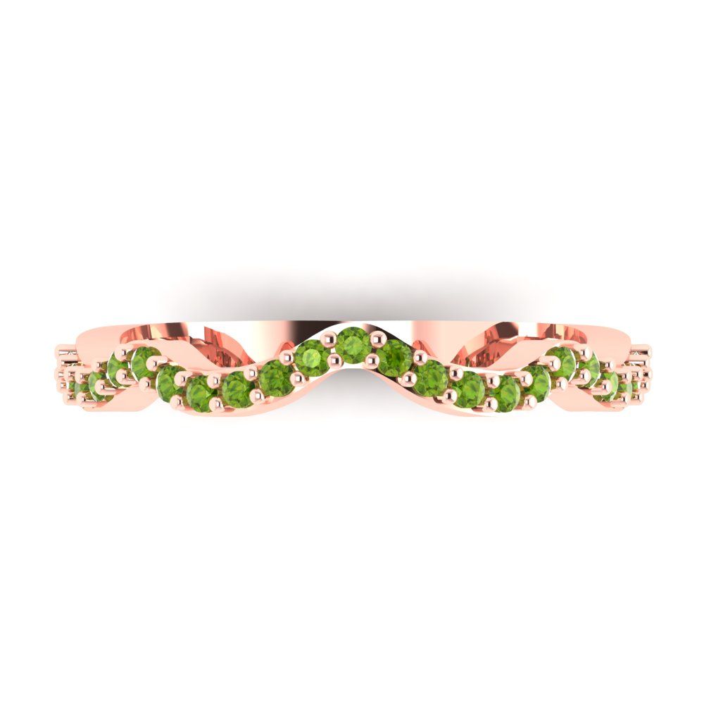0.23 cttw Natural Peridot Round Cut Rose Gold Eternity Wedding Band