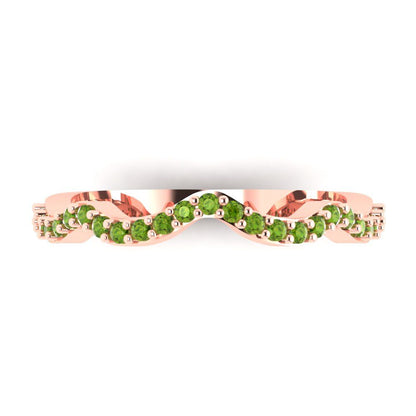 0.23 cttw Natural Peridot Round Cut Rose Gold Eternity Wedding Band