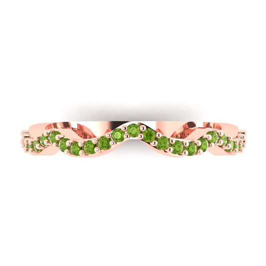 0.23 cttw Natural Peridot Round Cut Rose Gold Eternity Wedding Band