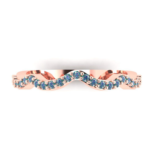 0.23 cttw Blue Moissanite Round Cut Rose Gold Eternity Wedding Band