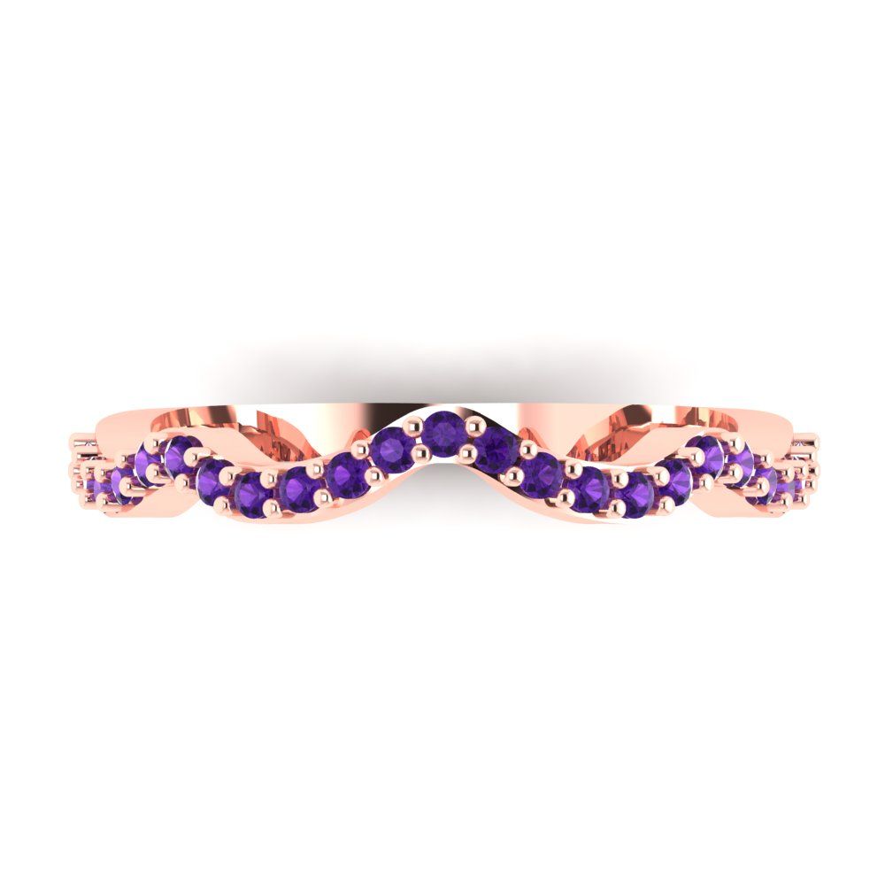 0.23 cttw Natural Amethyst Round Cut Rose Gold Eternity Wedding Band
