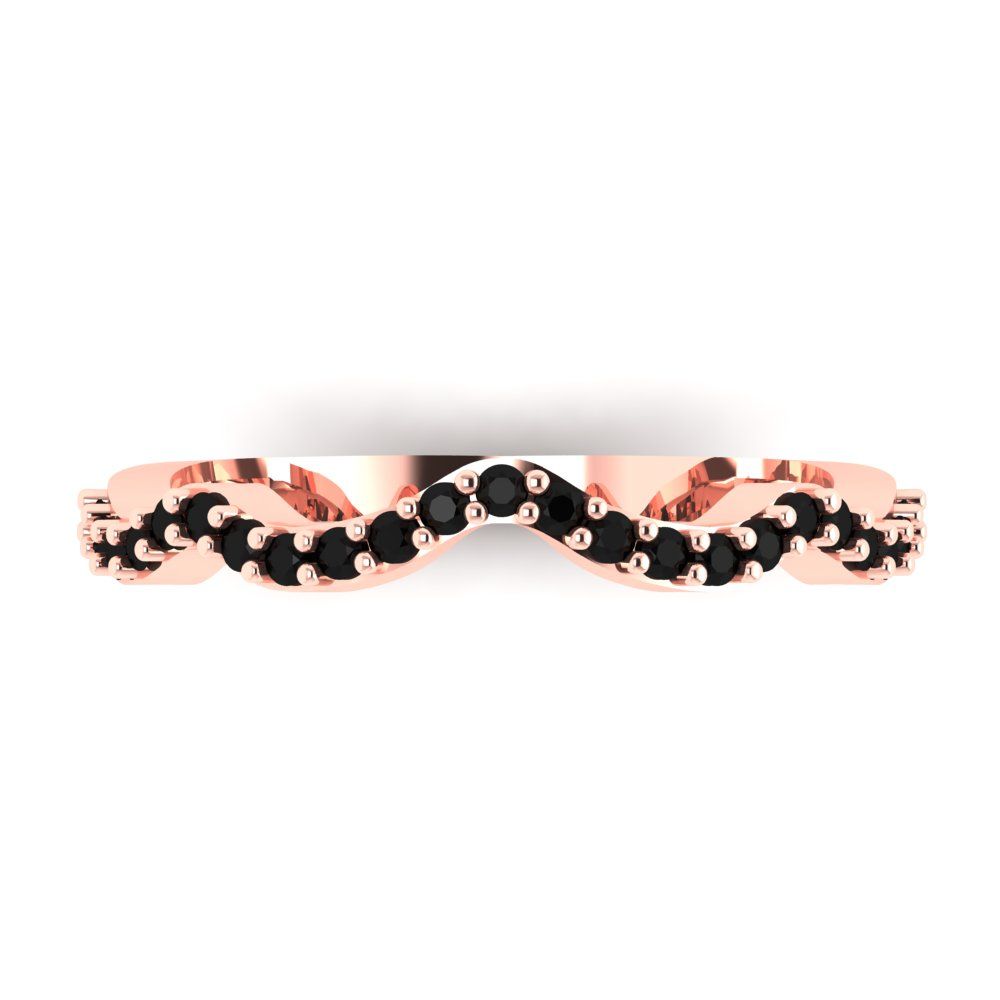 0.23 cttw Natural Onyx Round Cut Rose Gold Eternity Wedding Band