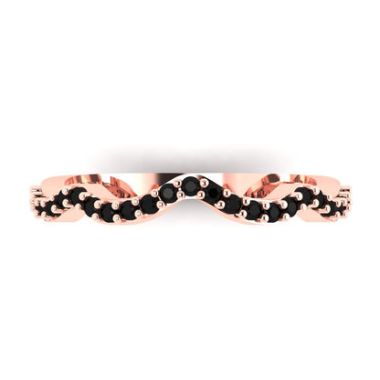 0.23 cttw Natural Onyx Round Cut Rose Gold Eternity Wedding Band