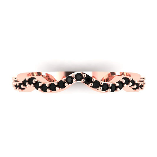 0.23 cttw Natural Onyx Round Cut Rose Gold Eternity Wedding Band