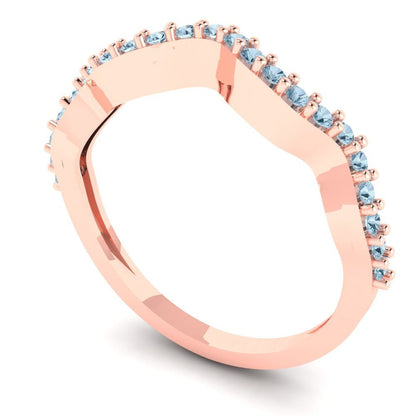 0.23 cttw Simulated Blue Diamond Round Cut Rose Gold Eternity Wedding Band