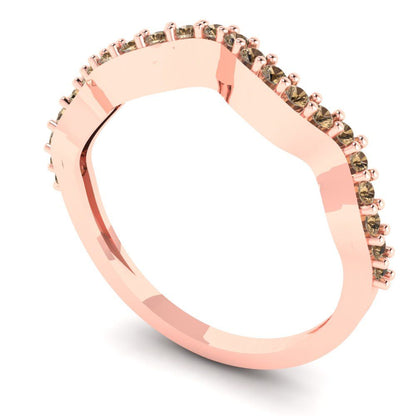 0.23 cttw Simulated Champagne Diamond Round Cut Rose Gold Eternity Wedding Band