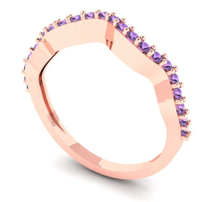 0.23 cttw Simulated Alexandrite Round Cut Rose Gold Eternity Wedding Band