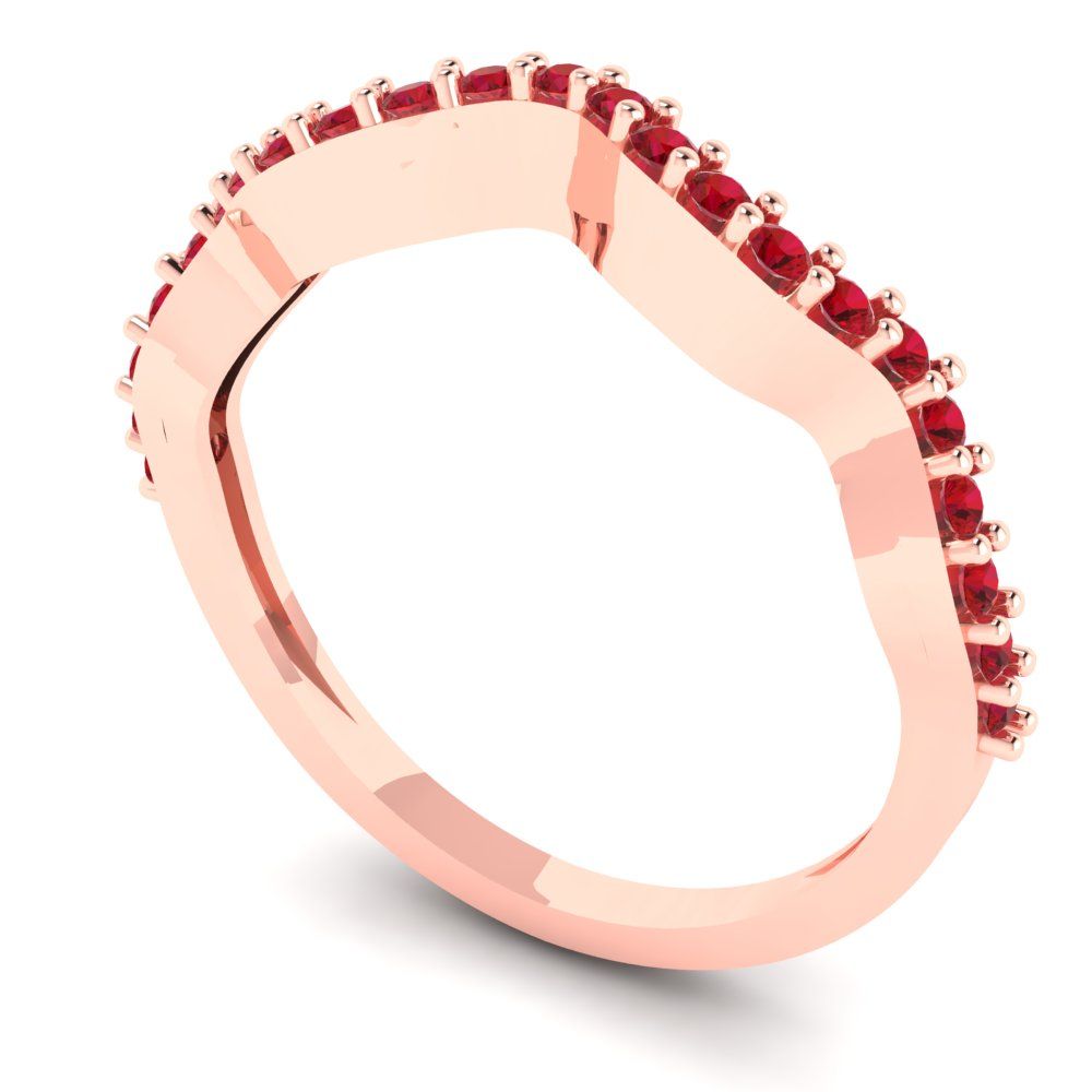0.23 cttw Simulated Ruby Round Cut Rose Gold Eternity Wedding Band