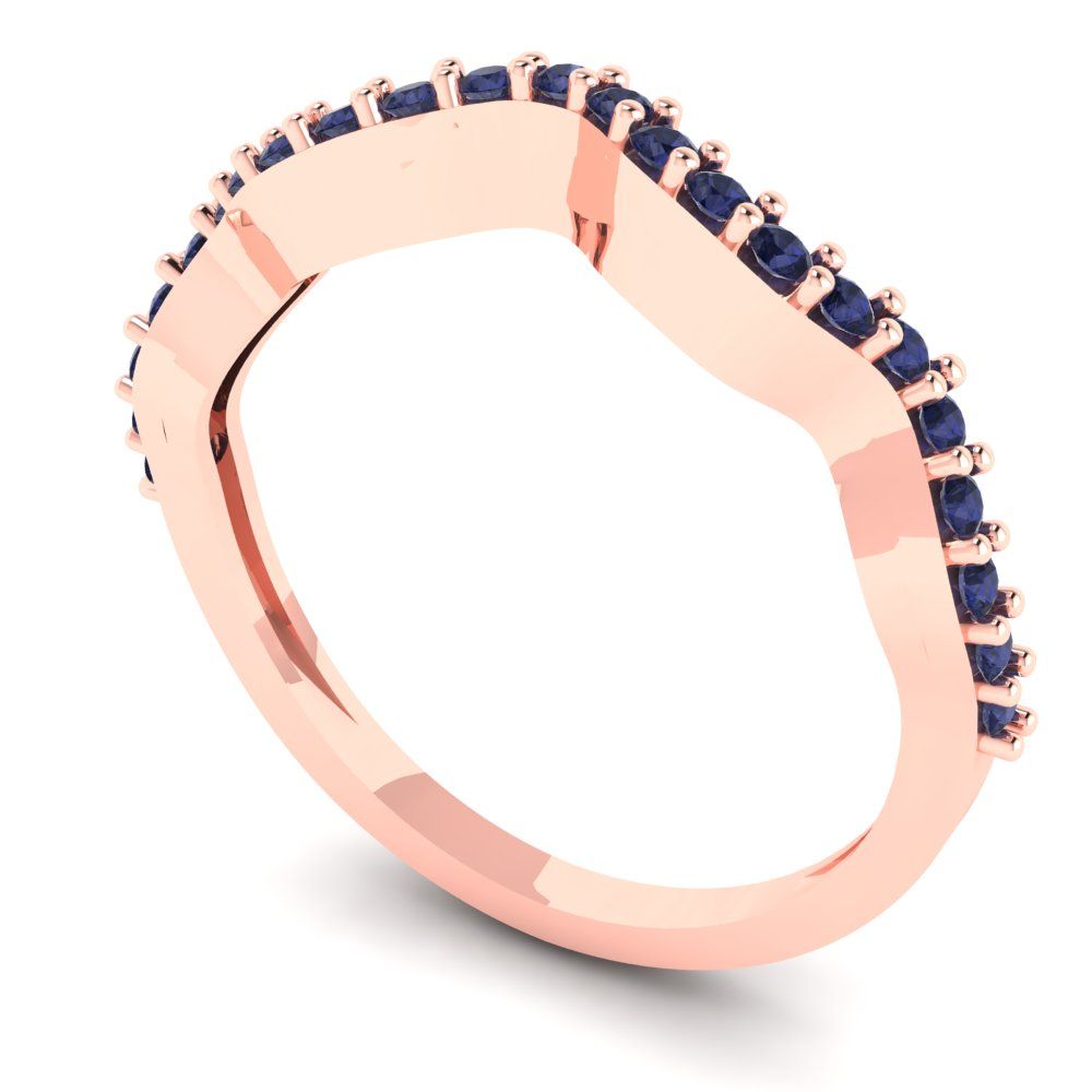 0.23 cttw Simulated Blue Sapphire Round Cut Rose Gold Eternity Wedding Band