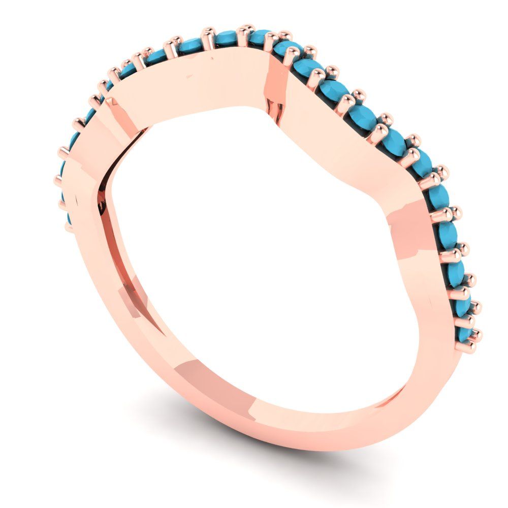 0.23 cttw Simulated Turquoise Round Cut Rose Gold Eternity Wedding Band