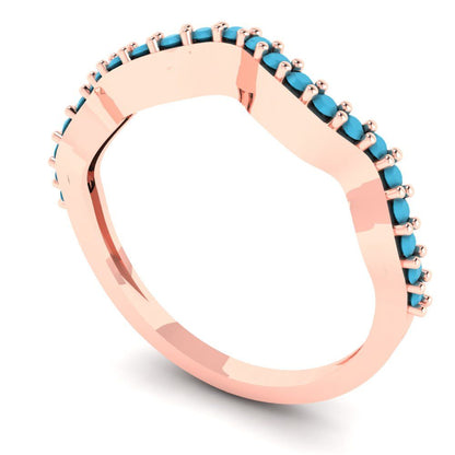 0.23 cttw Simulated Turquoise Round Cut Rose Gold Eternity Wedding Band