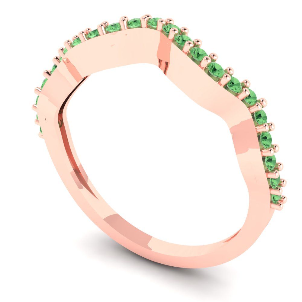 0.23 cttw Simulated Green Diamond Round Cut Rose Gold Eternity Wedding Band