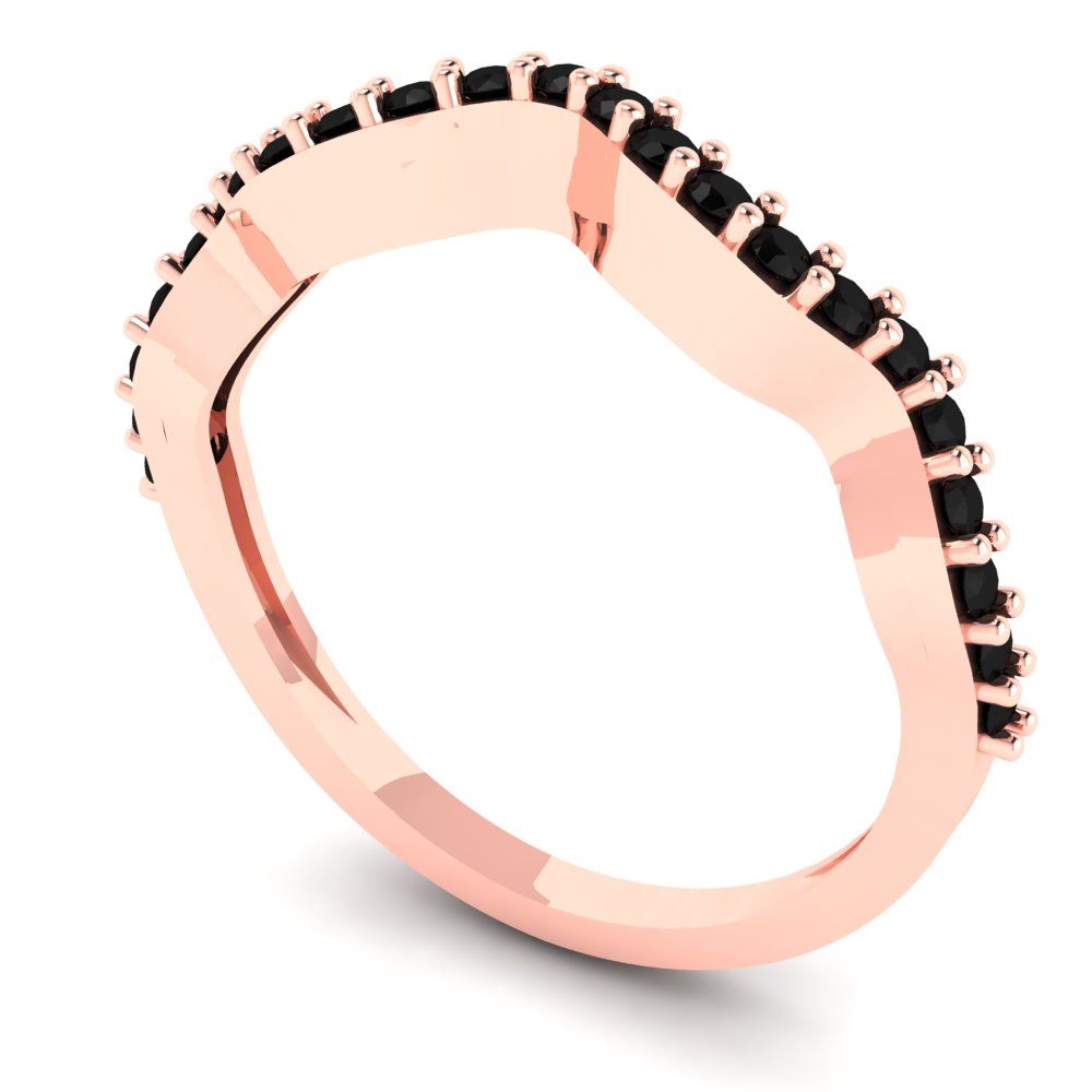 0.23 cttw Natural Onyx Round Cut Rose Gold Eternity Wedding Band