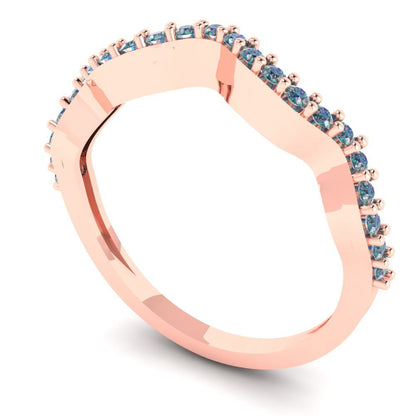 0.23 cttw Blue Moissanite Round Cut Rose Gold Eternity Wedding Band