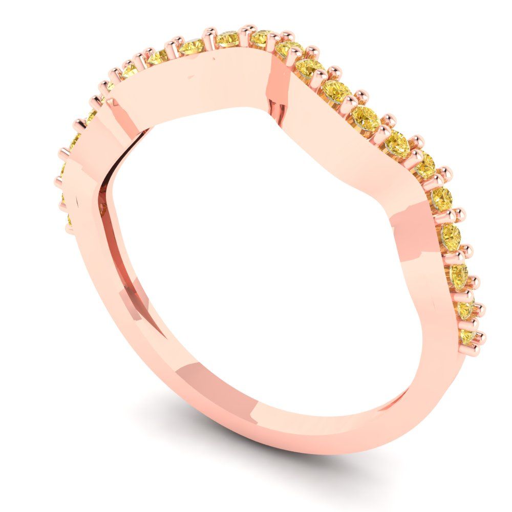 0.23 cttw Yellow Moissanite Round Cut Rose Gold Eternity Wedding Band