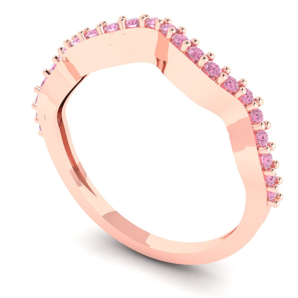 0.23 cttw Simulated Pink Diamond Round Cut Rose Gold Eternity Wedding Band