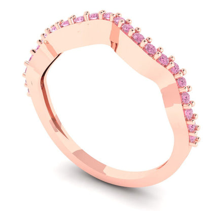 0.23 cttw Simulated Pink Diamond Round Cut Rose Gold Eternity Wedding Band