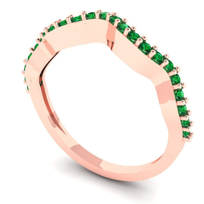 0.23 cttw Simulated Emerald Round Cut Rose Gold Eternity Wedding Band