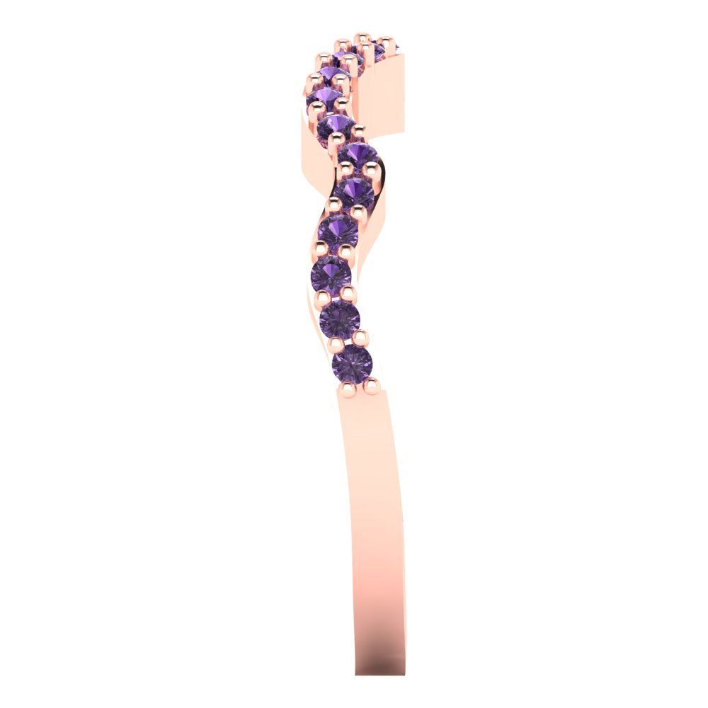 0.23 cttw Simulated Alexandrite Round Cut Rose Gold Eternity Wedding Band