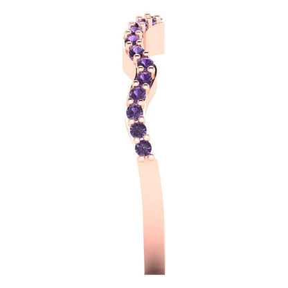 0.23 cttw Simulated Alexandrite Round Cut Rose Gold Eternity Wedding Band