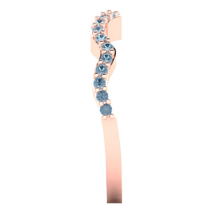 0.23 cttw Natural Sky Blue Topaz Round Cut Rose Gold Eternity Wedding Band