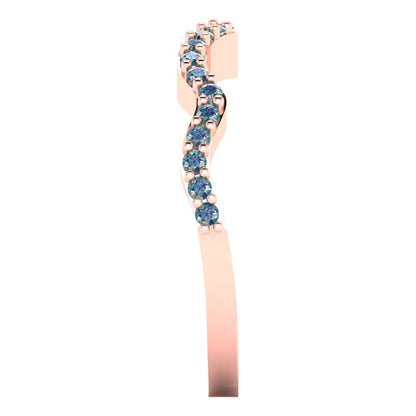 0.23 cttw Blue Moissanite Round Cut Rose Gold Eternity Wedding Band