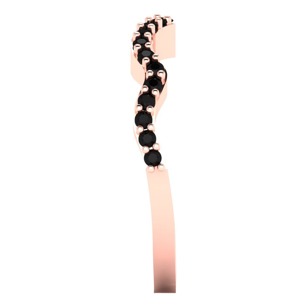 0.23 cttw Natural Onyx Round Cut Rose Gold Eternity Wedding Band