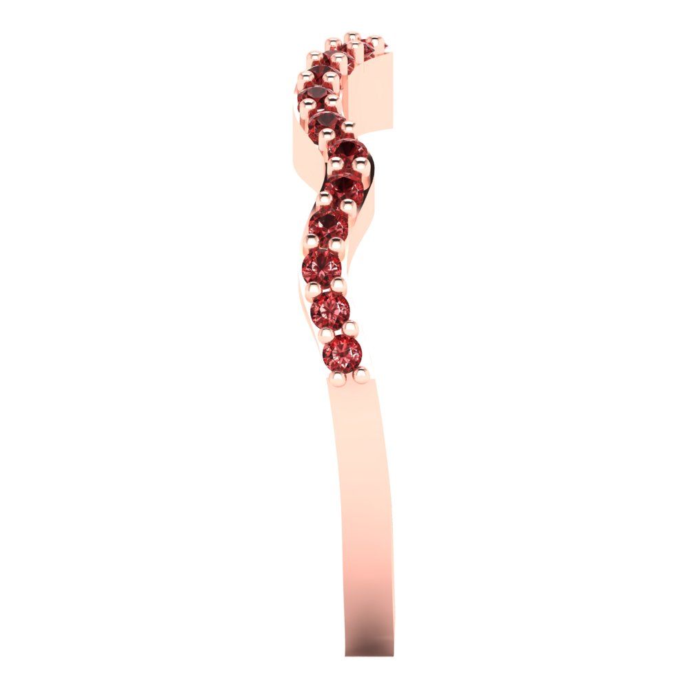 0.23 cttw Natural Garnet Round Cut Rose Gold Eternity Wedding Band
